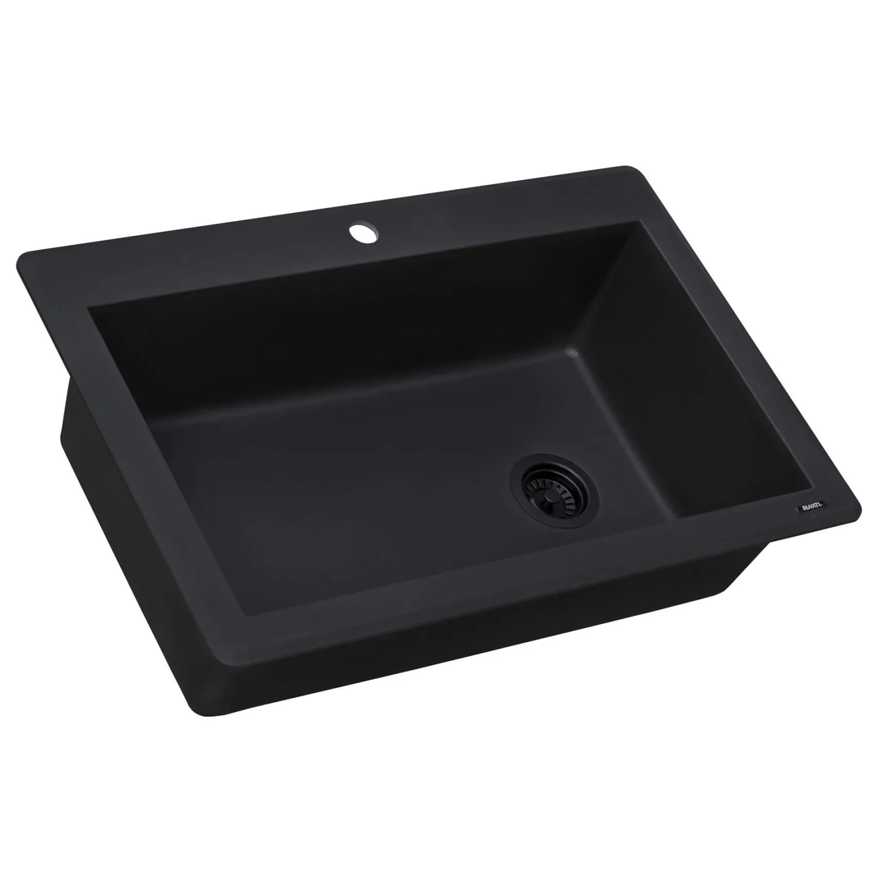 Ruvati epiGranite 33" Drop-in Topmount Granite Composite Kitchen Sink, Midnight Black, RVG1033BK