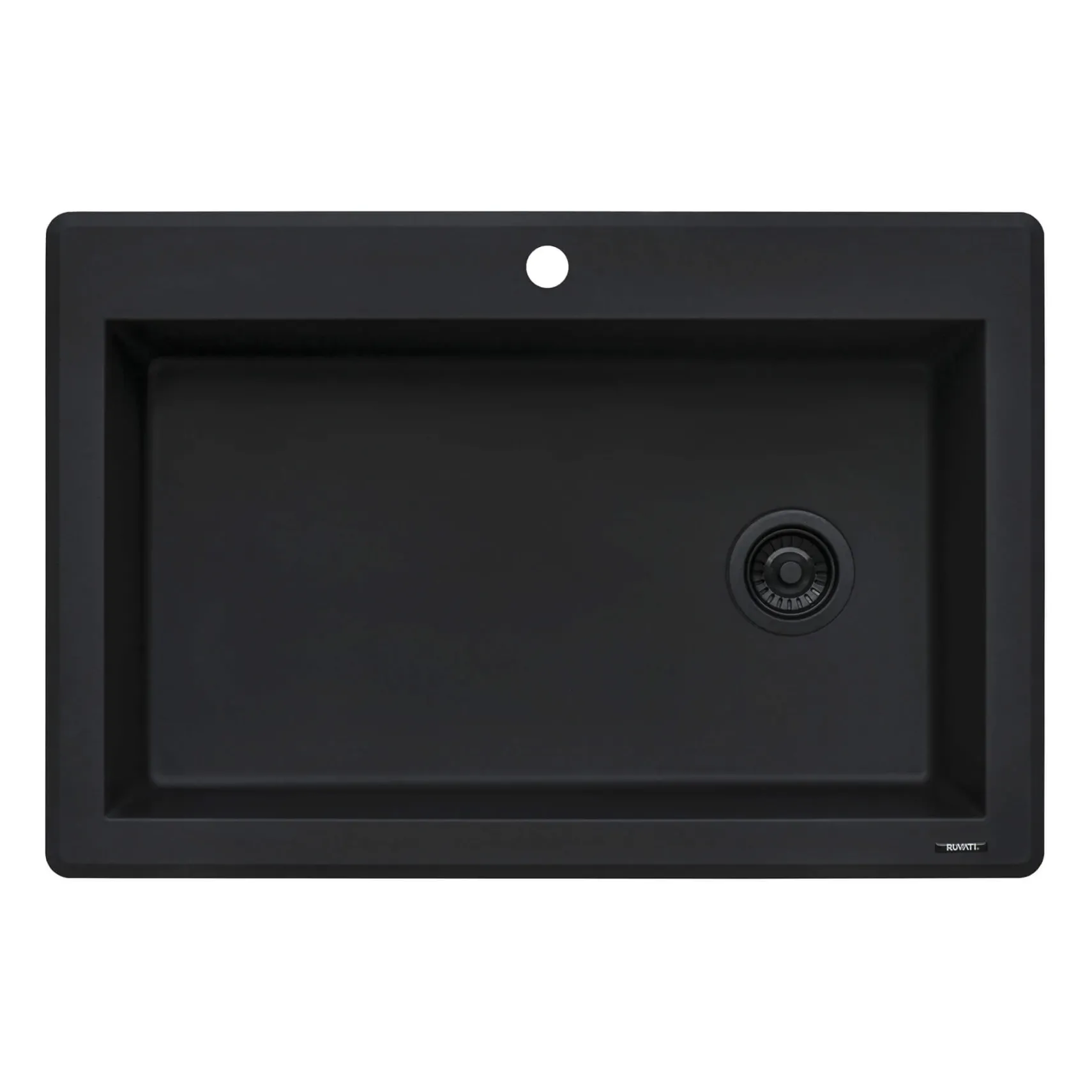 Ruvati epiGranite 33" Drop-in Topmount Granite Composite Kitchen Sink, Midnight Black, RVG1033BK