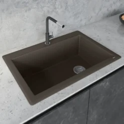 Ruvati epiGranite 33" Drop-in Topmount Granite Composite Kitchen Sink, Espresso / Coffee Brown, RVG1033ES