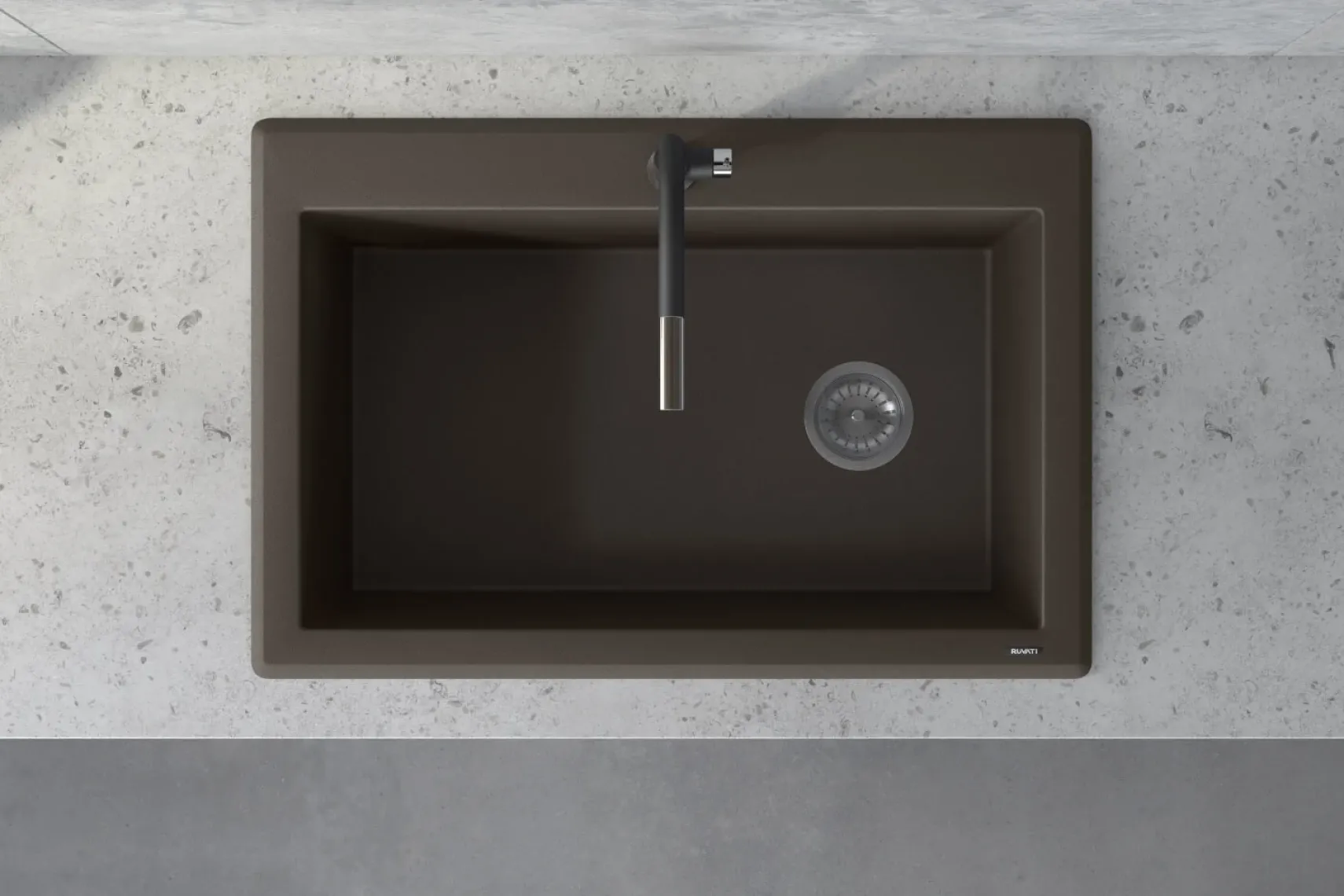 Ruvati epiGranite 33" Drop-in Topmount Granite Composite Kitchen Sink, Espresso / Coffee Brown, RVG1033ES