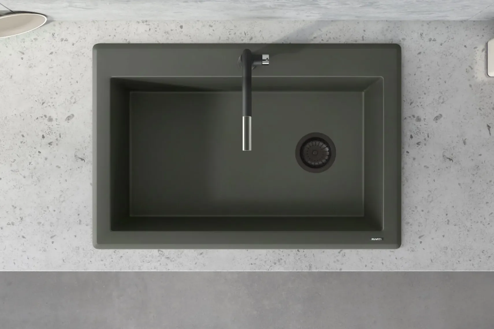 Ruvati epiGranite 33" Drop-in Topmount Granite Composite Kitchen Sink, Juniper Green, RVG1033RN