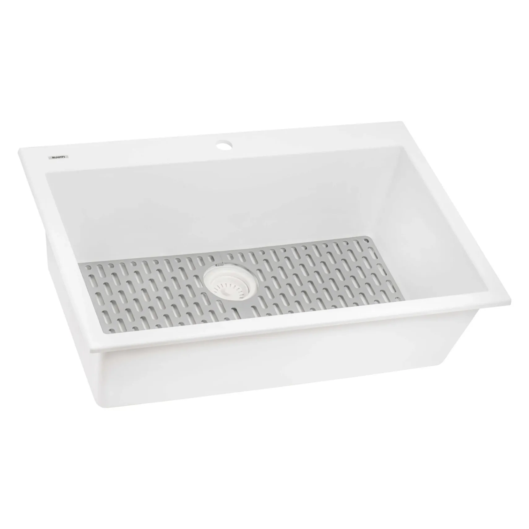 Ruvati epiGranite 30" Drop-in Topmount Granite Composite Kitchen Sink, Arctic White, RVG1030WH