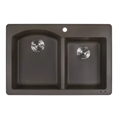 Ruvati epiGranite 33" Dual-Mount Granite Composite Kitchen Sink, 55/45 Double Bowl, Espresso / Coffee Brown, RVG1344ES