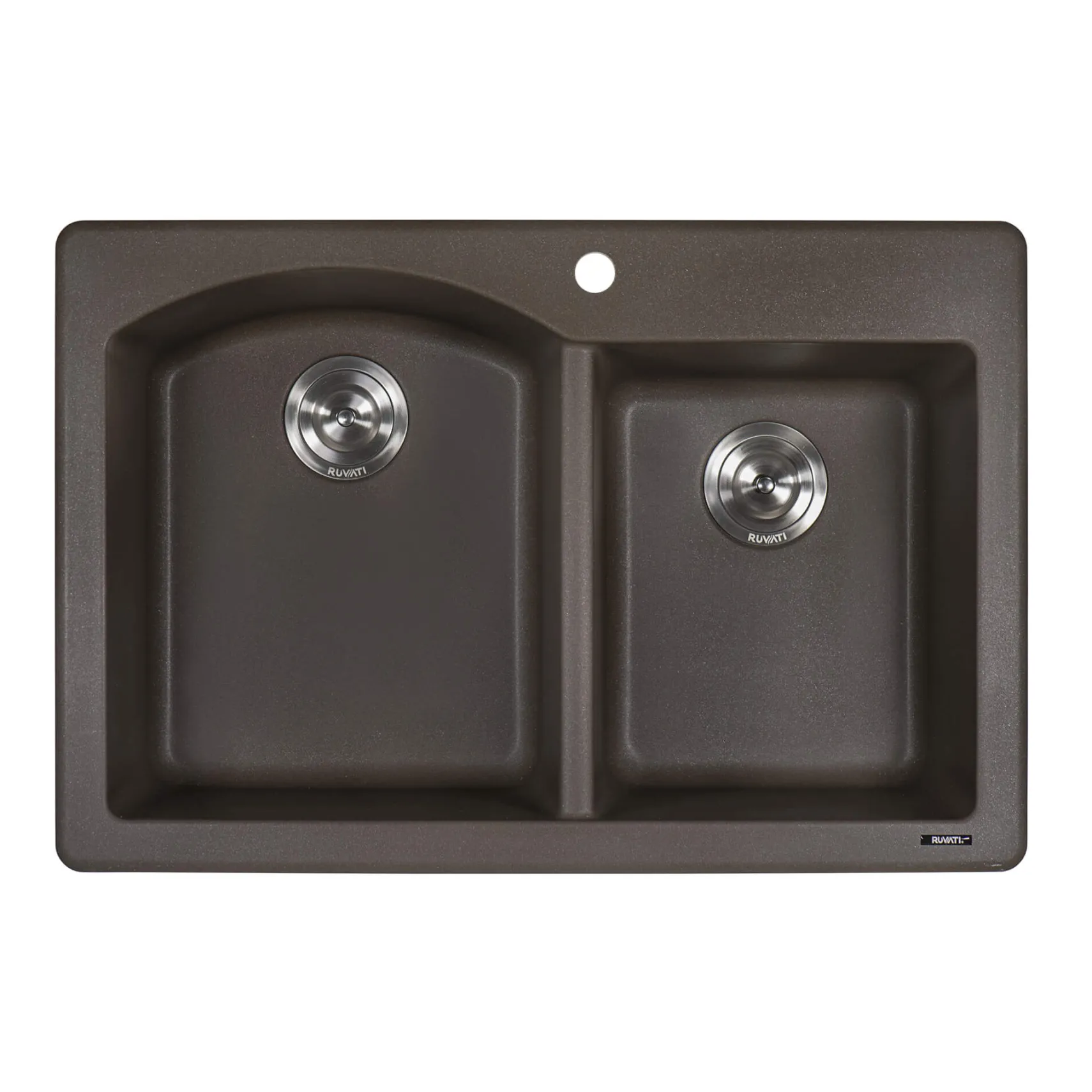 Ruvati epiGranite 33" Dual-Mount Granite Composite Kitchen Sink, 55/45 Double Bowl, Espresso / Coffee Brown, RVG1344ES