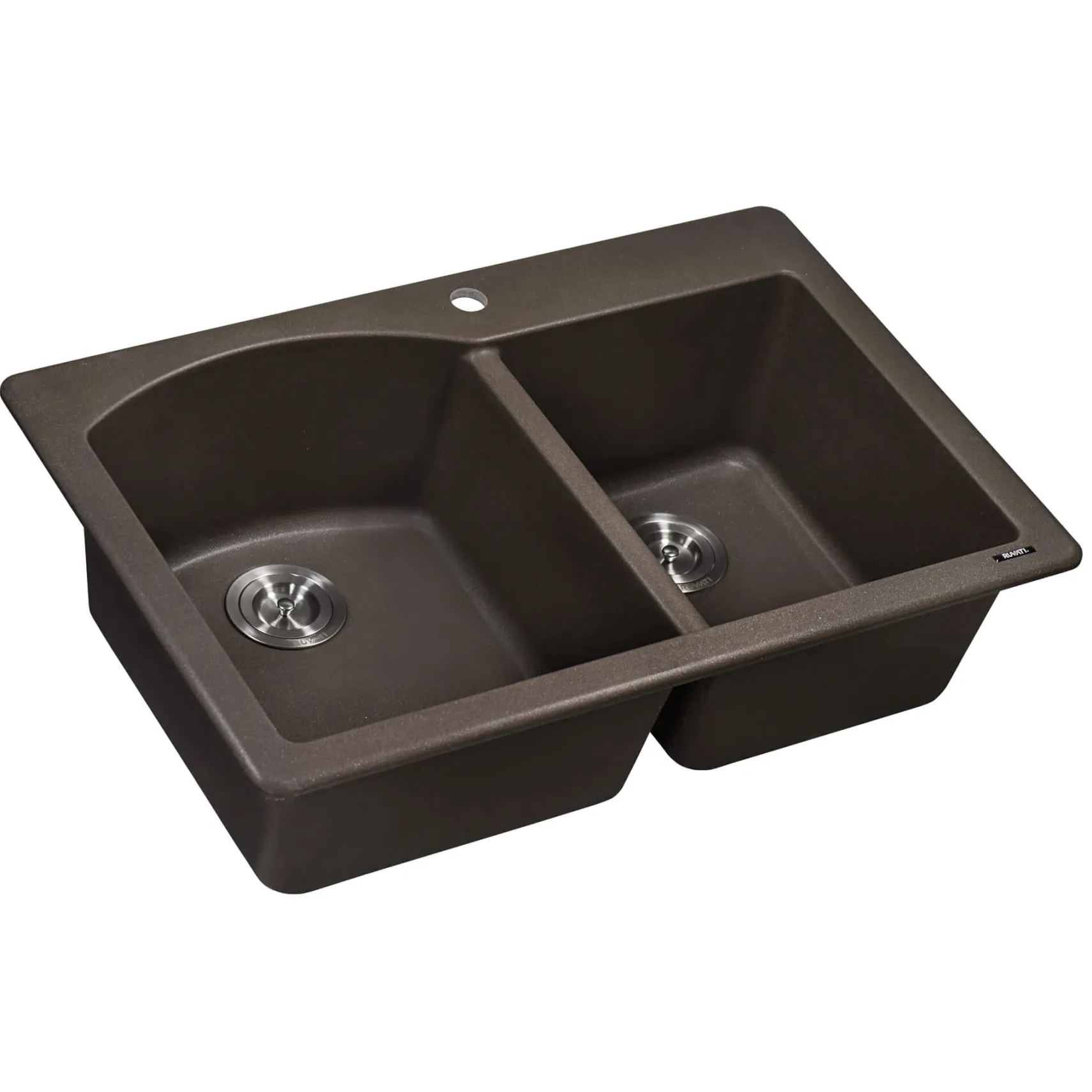 Ruvati epiGranite 33" Dual-Mount Granite Composite Kitchen Sink, 55/45 Double Bowl, Espresso / Coffee Brown, RVG1344ES