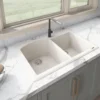 Ruvati epiGranite 33" Dual-Mount Granite Composite Kitchen Sink, 55/45 Double Bowl, Caribbean Sand, RVG1344CS