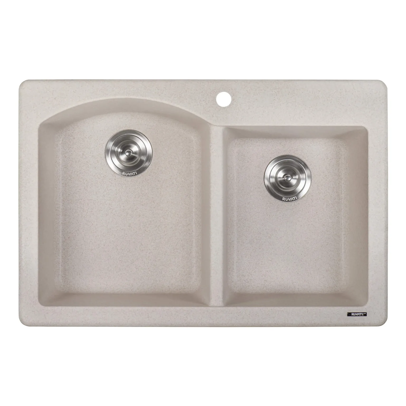 Ruvati epiGranite 33" Dual-Mount Granite Composite Kitchen Sink, 55/45 Double Bowl, Caribbean Sand, RVG1344CS