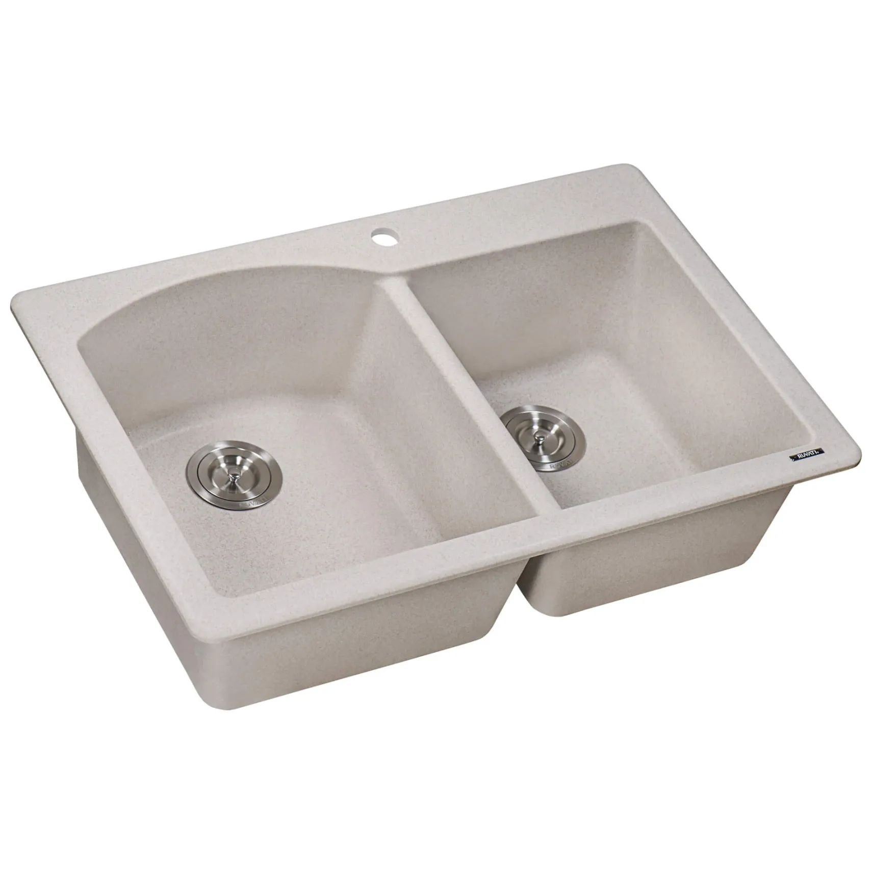 Ruvati epiGranite 33" Dual-Mount Granite Composite Kitchen Sink, 55/45 Double Bowl, Caribbean Sand, RVG1344CS