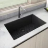 Ruvati epiGranite 30" Undermount Granite Composite Kitchen Sink, Midnight Black, RVG2030BK
