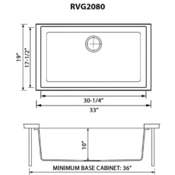Ruvati epiGranite 33 x 19 inch Granite Composite Undermount Single Bowl Kitchen Sink, Espresso Brown, RVG2080ES