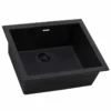 Ruvati epiGranite 23 x 17 inch Granite Composite Undermount Single Bowl Kitchen Sink, Midnight Black, RVG2023BK