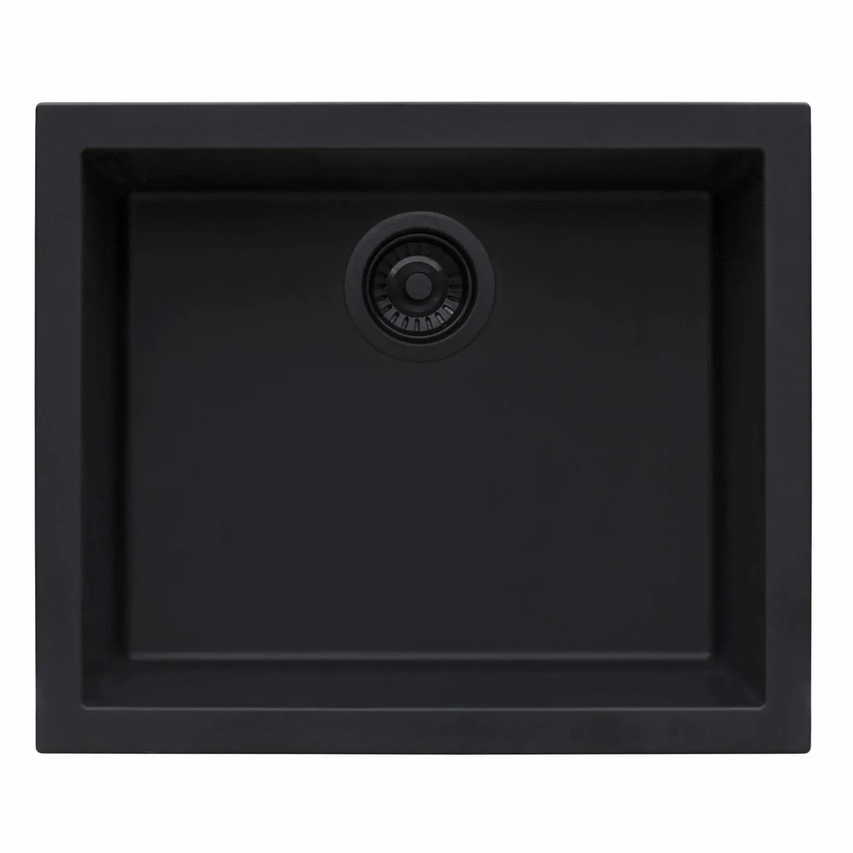 Ruvati epiGranite 23 x 17 inch Granite Composite Undermount Single Bowl Kitchen Sink, Midnight Black, RVG2023BK