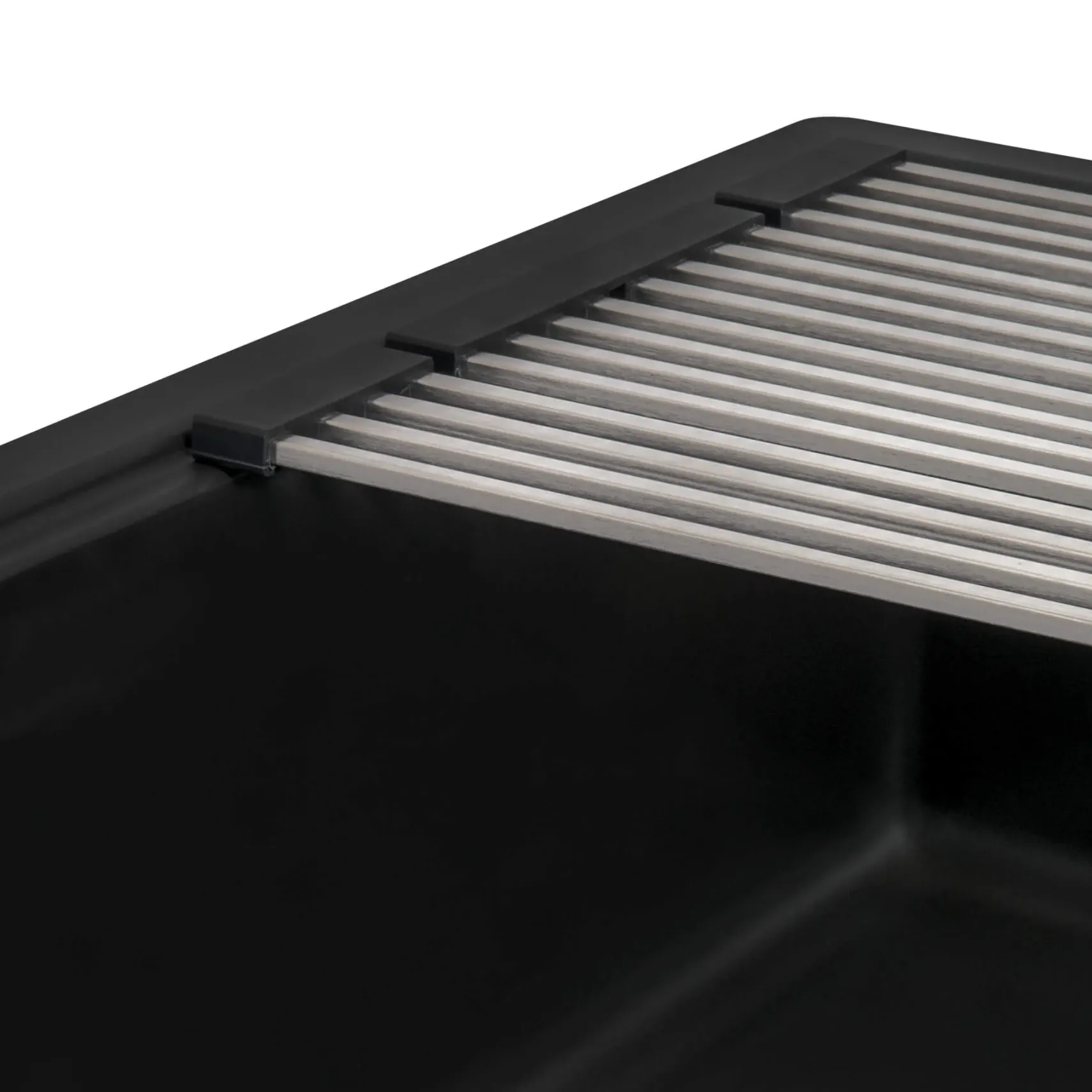Ruvati epiStage 33" Drop-in Topmount Granite Composite Workstation Kitchen Sink, Midnight Black, RVG1302BK