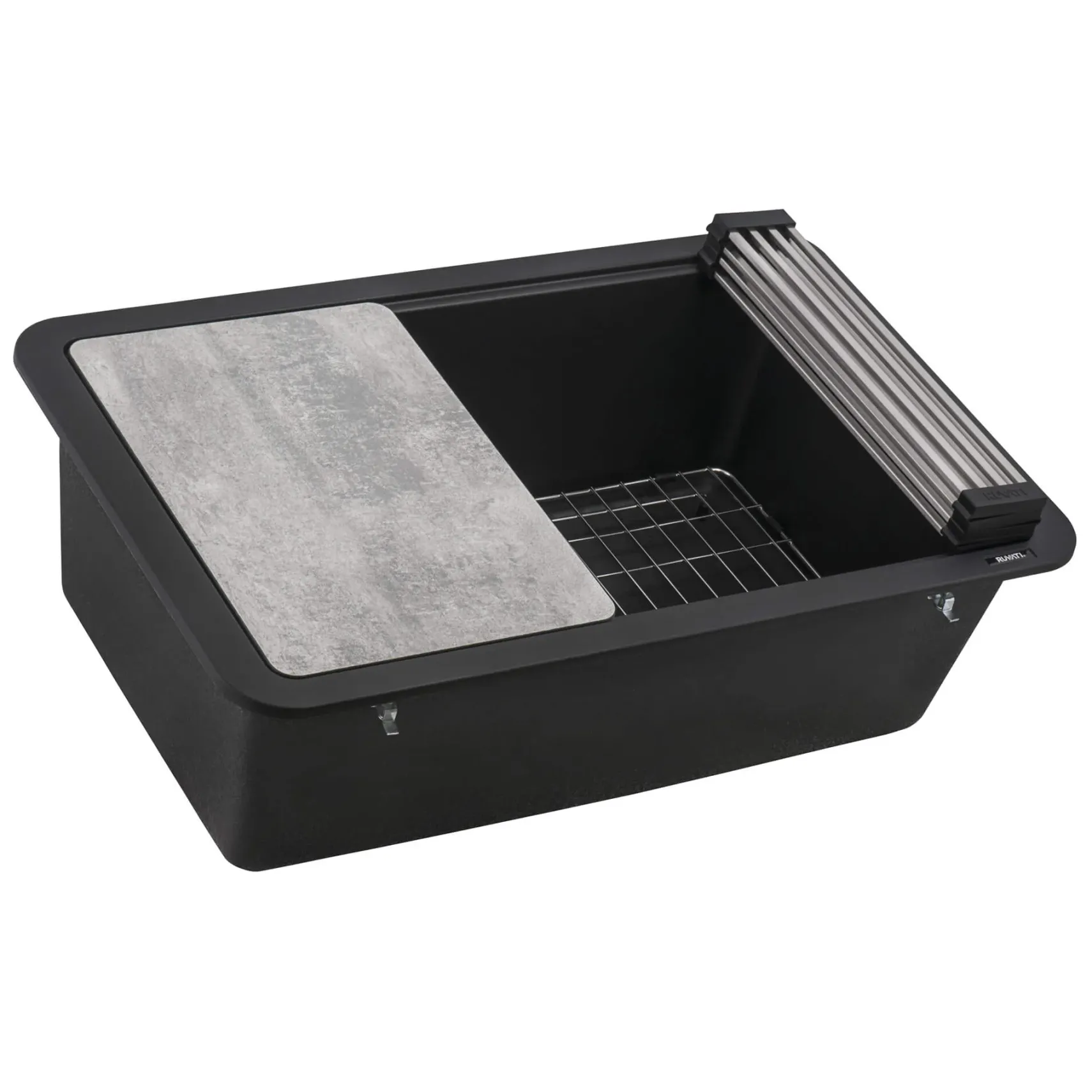 Ruvati epiStage 30" Granite Composite Workstation Kitchen Sink, Midnight Black, RVG2310BK