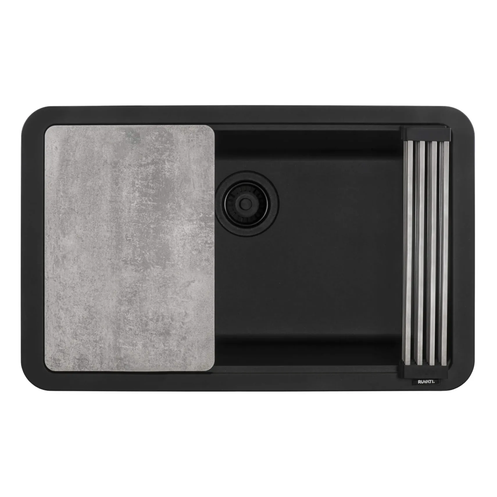 Ruvati epiStage 30" Granite Composite Workstation Kitchen Sink, Midnight Black, RVG2310BK