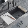 Ruvati epiStage 33" Undermount Granite Composite Workstation Kitchen Sink, Midnight Black, RVG2302BK
