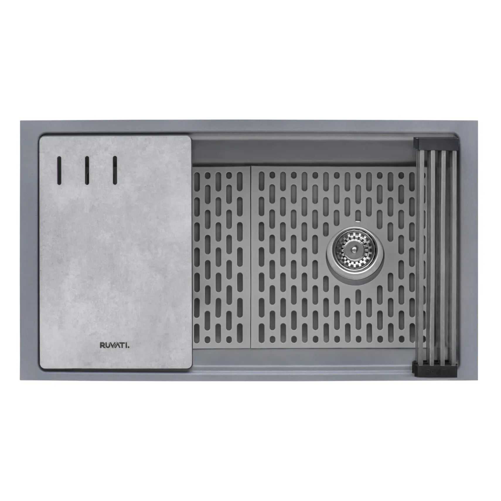 Ruvati epiStage 33" Undermount Granite Composite Workstation Kitchen Sink, Urban Gray, RVG2302UG