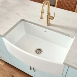 Ruvati Fiamma 33" Fireclay Farmhouse Sink, White, RVL2398WH