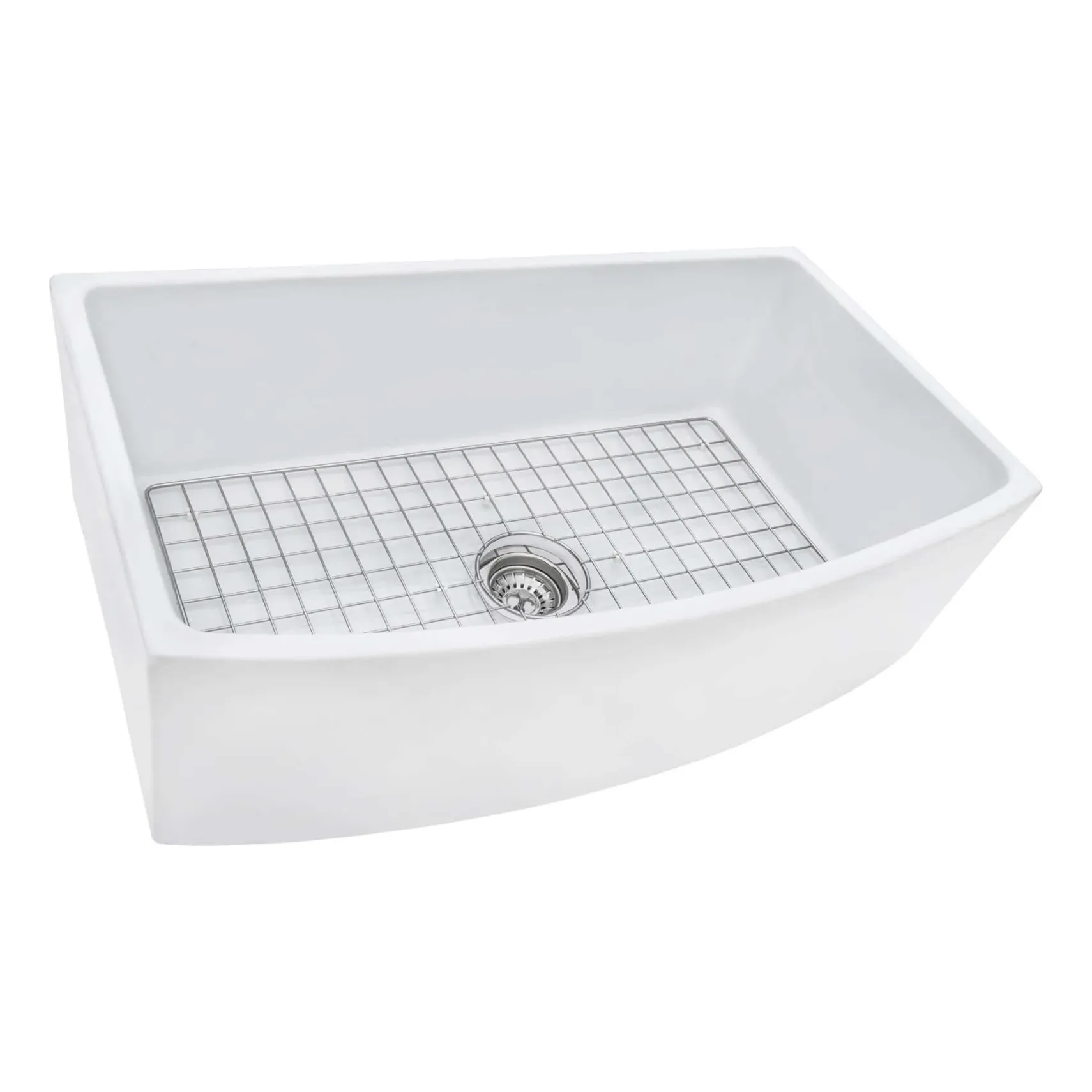 Ruvati Fiamma 33" Fireclay Farmhouse Sink, White, RVL2398WH