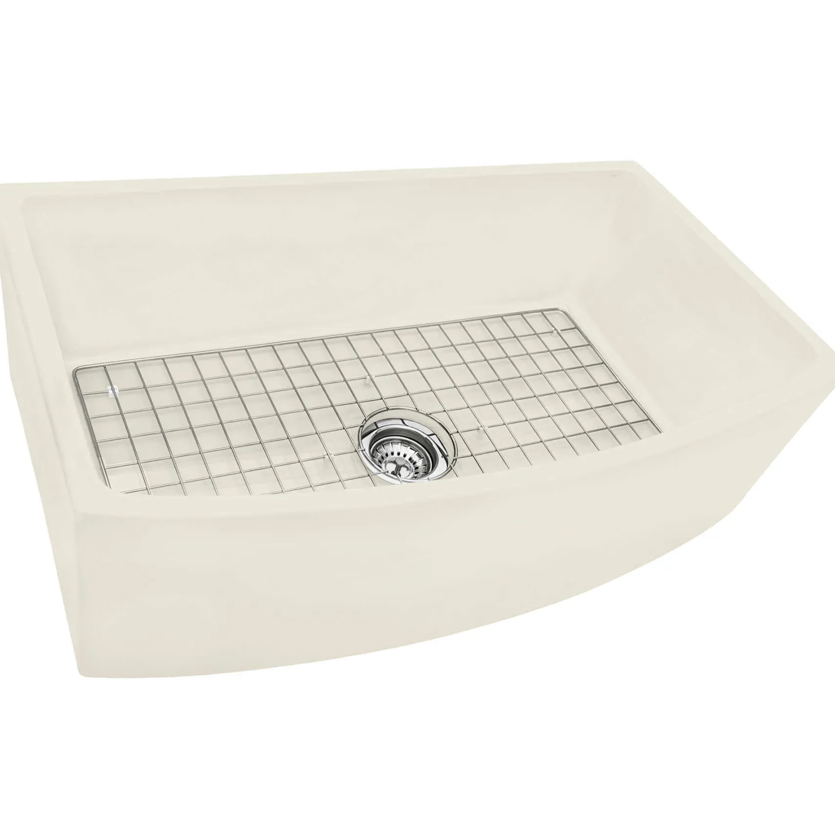Ruvati Fiamma 33 inch Fireclay Biscuit Farmhouse Kitchen Sink Bow Front Curved Apron Single Bowl, RVL2398BS