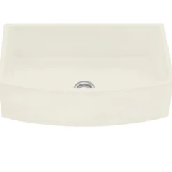 Ruvati Fiamma 33 inch Fireclay Biscuit Farmhouse Kitchen Sink Bow Front Curved Apron Single Bowl, RVL2398BS