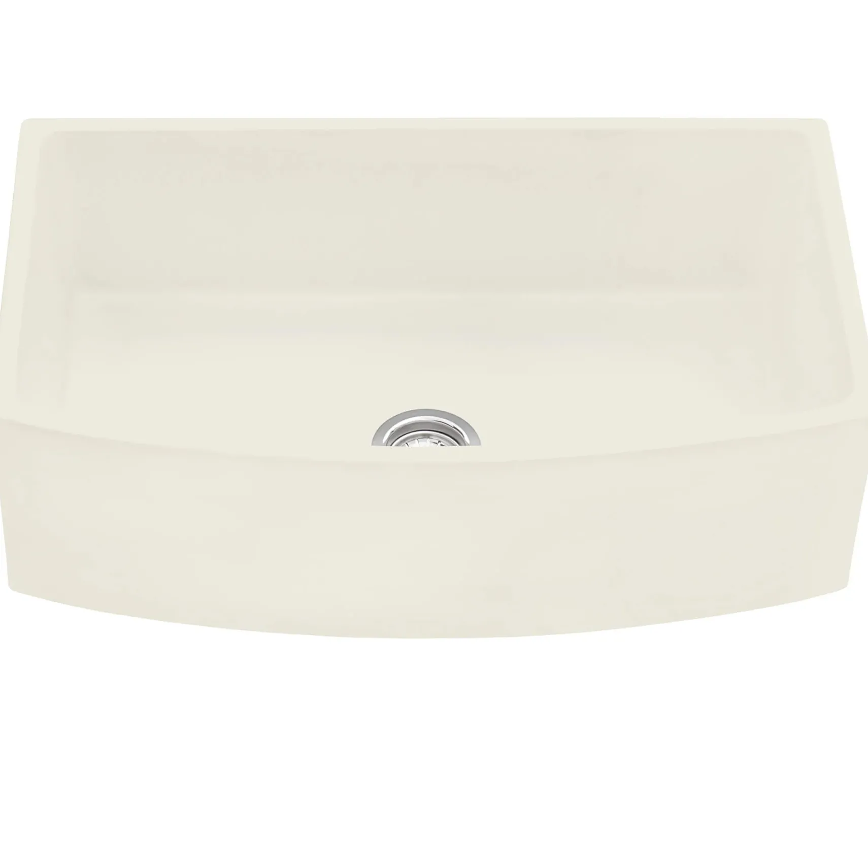Ruvati Fiamma 33 inch Fireclay Biscuit Farmhouse Kitchen Sink Bow Front Curved Apron Single Bowl, RVL2398BS