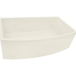 Ruvati Fiamma 33 inch Fireclay Biscuit Farmhouse Kitchen Sink Bow Front Curved Apron Single Bowl, RVL2398BS