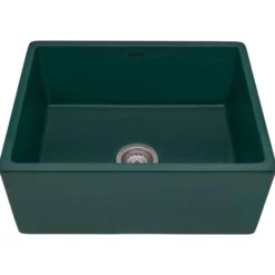 Ruvati Fiamma 23-inch Fireclay Farmhouse Kitchen Laundry Utility Sink Single Bowl, Emerald Green, RVL2468EG