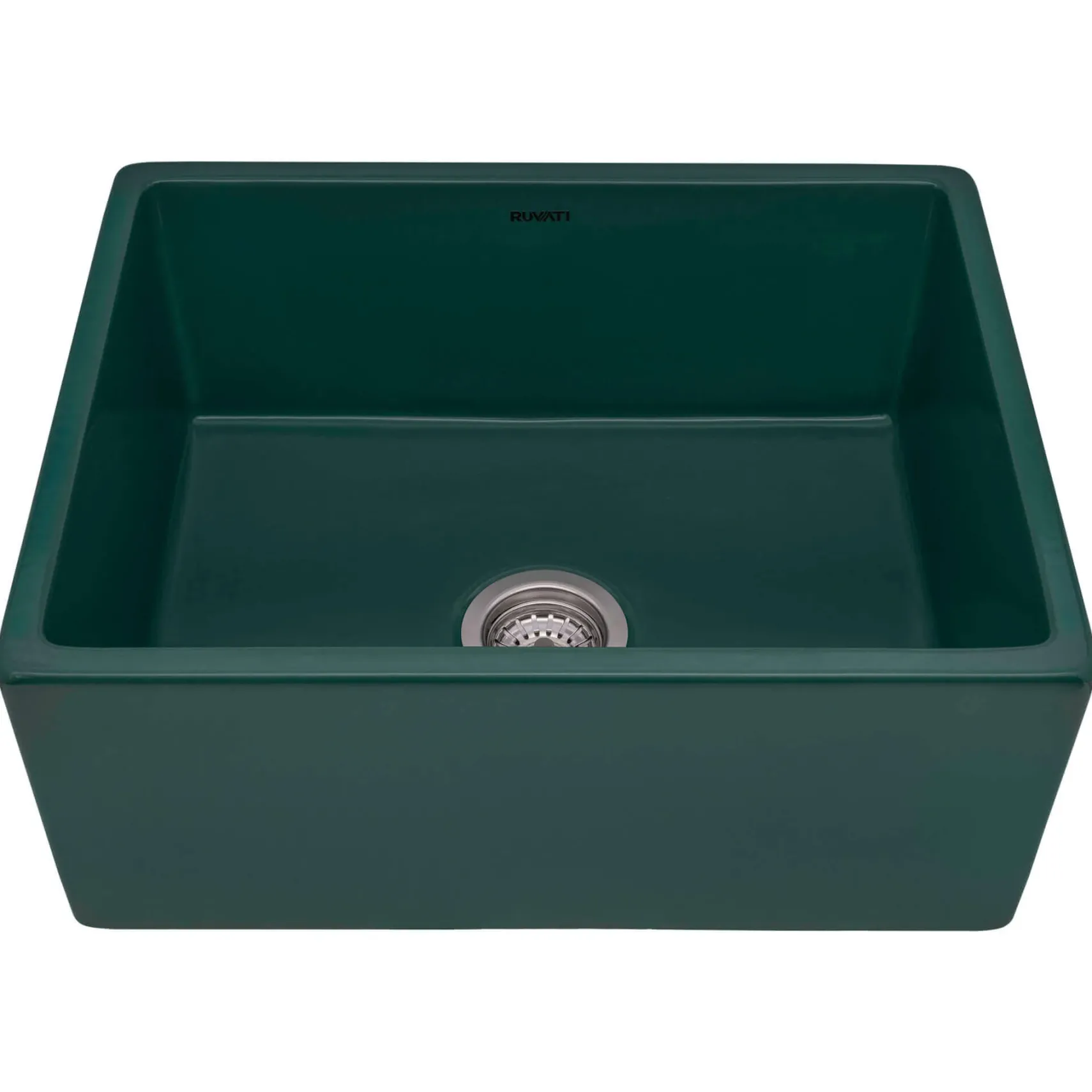 Ruvati Fiamma 23-inch Fireclay Farmhouse Kitchen Laundry Utility Sink Single Bowl, Emerald Green, RVL2468EG