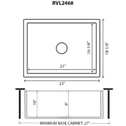 Ruvati Fiamma 23-inch Fireclay Farmhouse Kitchen Laundry Utility Sink Single Bowl, Glossy Black- RVL2468BK