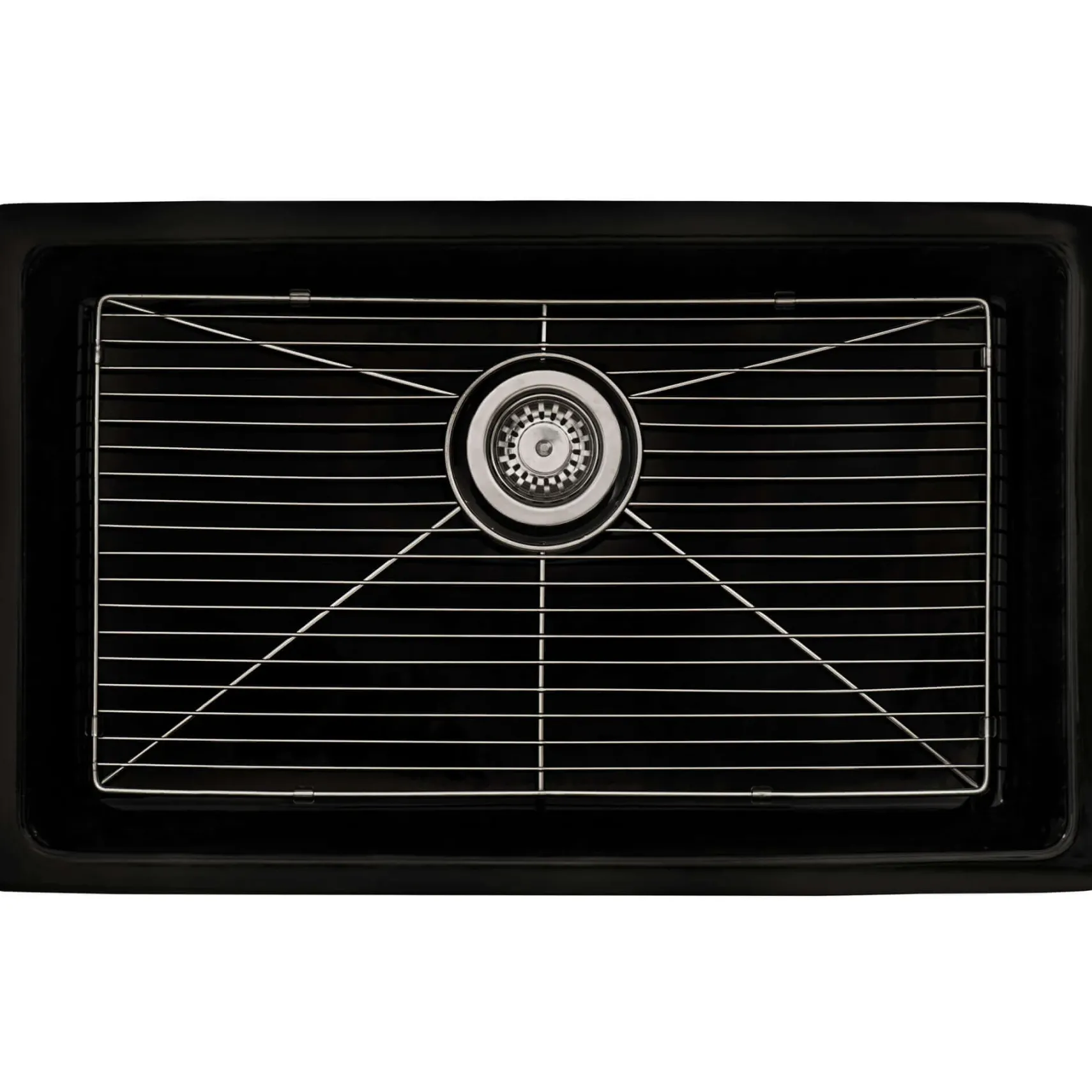 Ruvati Fiamma 30-inch Fireclay Undermount / Drop-in Topmount Kitchen Sink Single Bowl, Glossy Black, RVL3030BK