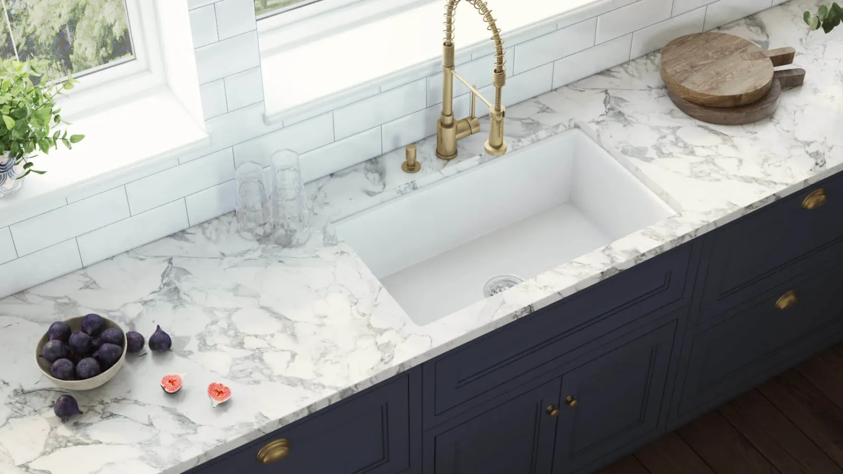 Ruvati Fiamma 27-inch Fireclay Undermount / Drop-in Topmount Kitchen Sink Single Bowl, White, RVL2707WH