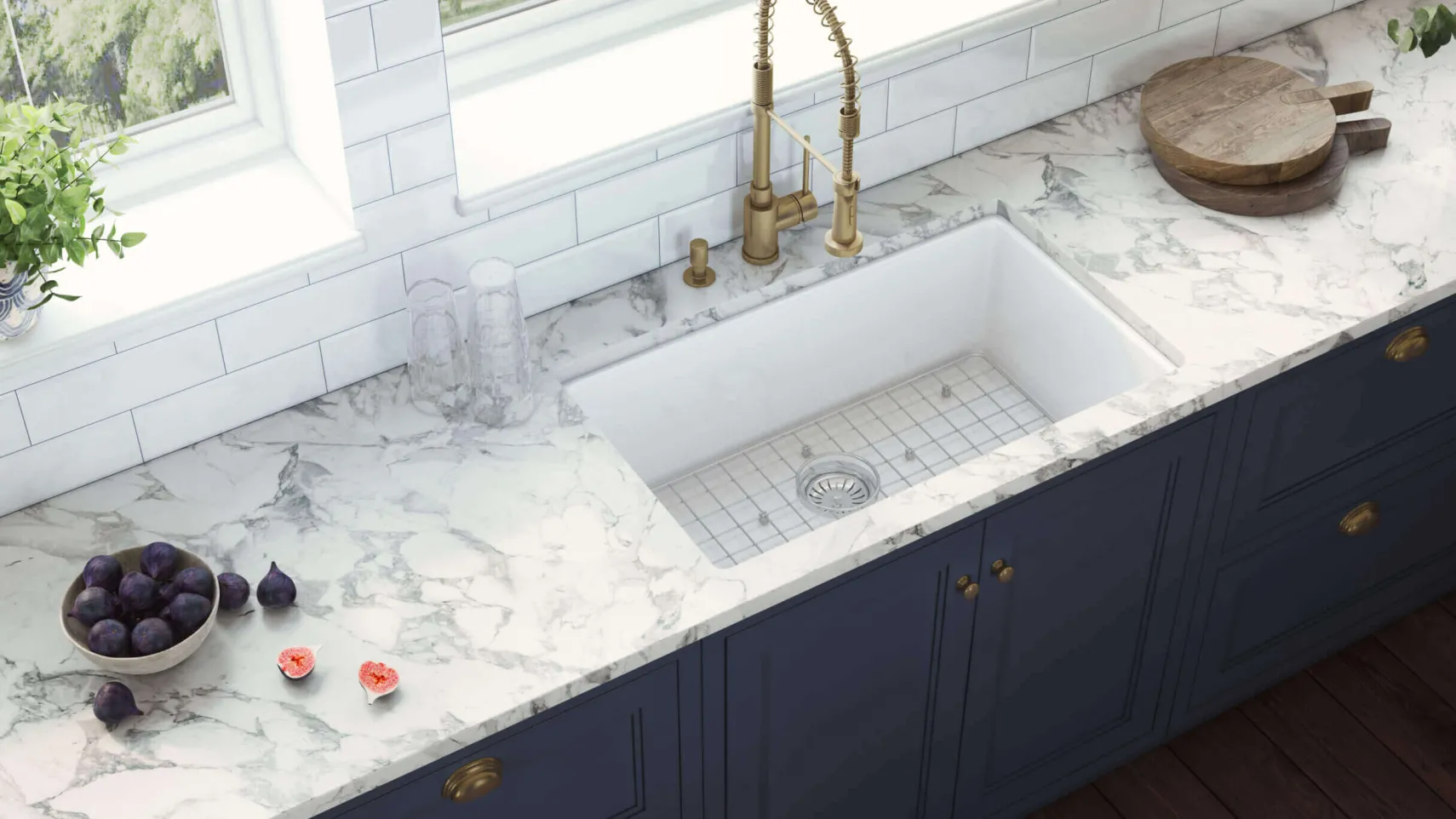 Ruvati Fiamma 27-inch Fireclay Undermount / Drop-in Topmount Kitchen Sink Single Bowl, White, RVL2707WH