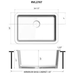 Ruvati Fiamma 27-inch Fireclay Undermount / Drop-in Topmount Kitchen Sink Single Bowl, White, RVL2707WH