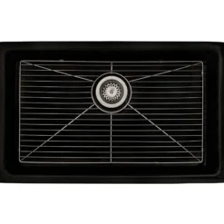 Ruvati Fiamma 27-inch Fireclay Undermount / Drop-in Topmount Kitchen Sink Single Bowl, Black, RVL2707BK