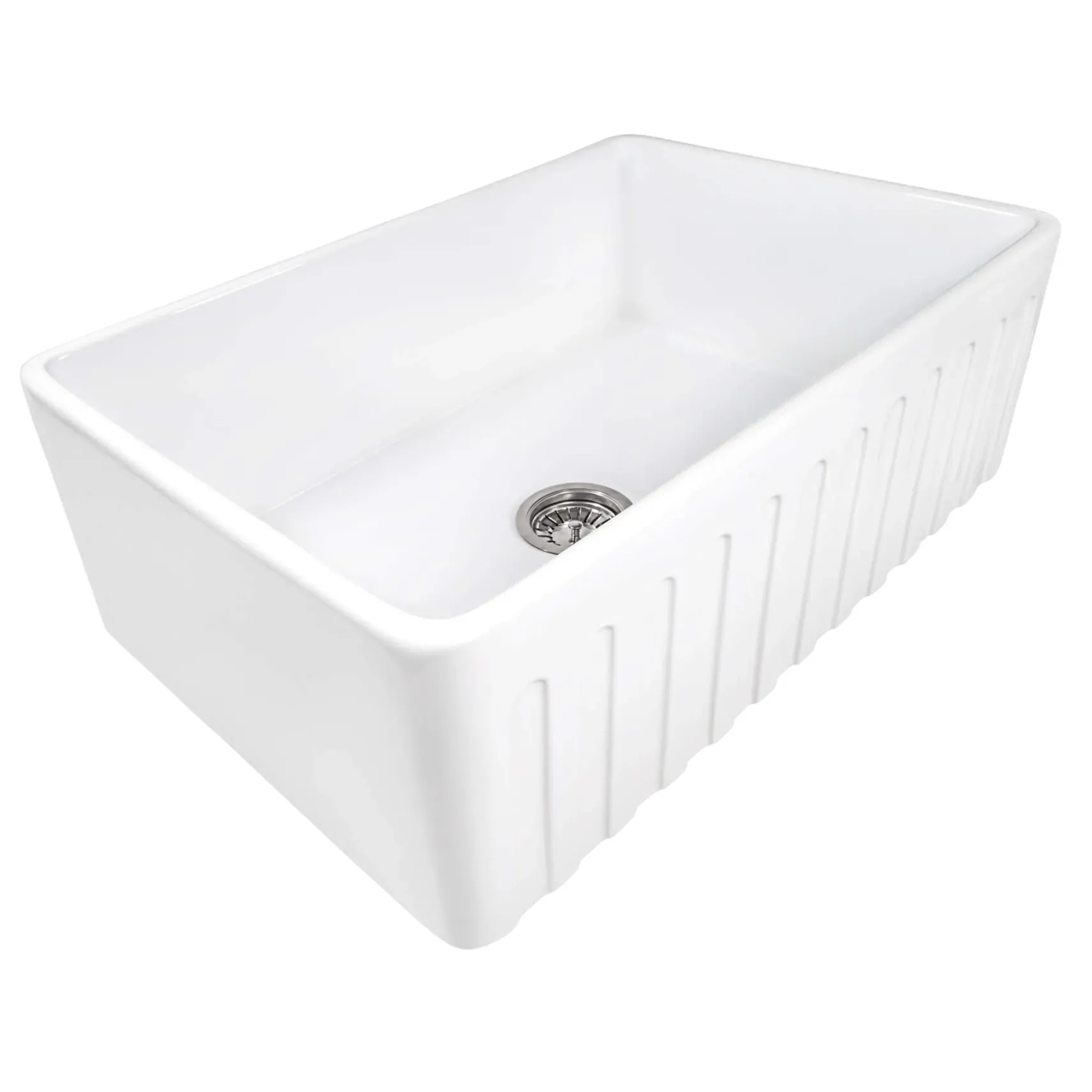 Ruvati Fiamma 30" Reversible Fireclay Apron-front Farmhouse Sink, White, RVL2100WH