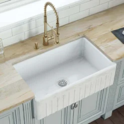 Ruvati Fiamma 33" Reversible Fireclay Apron-front Farmhouse Sink, Distressed White, RVL2300SW