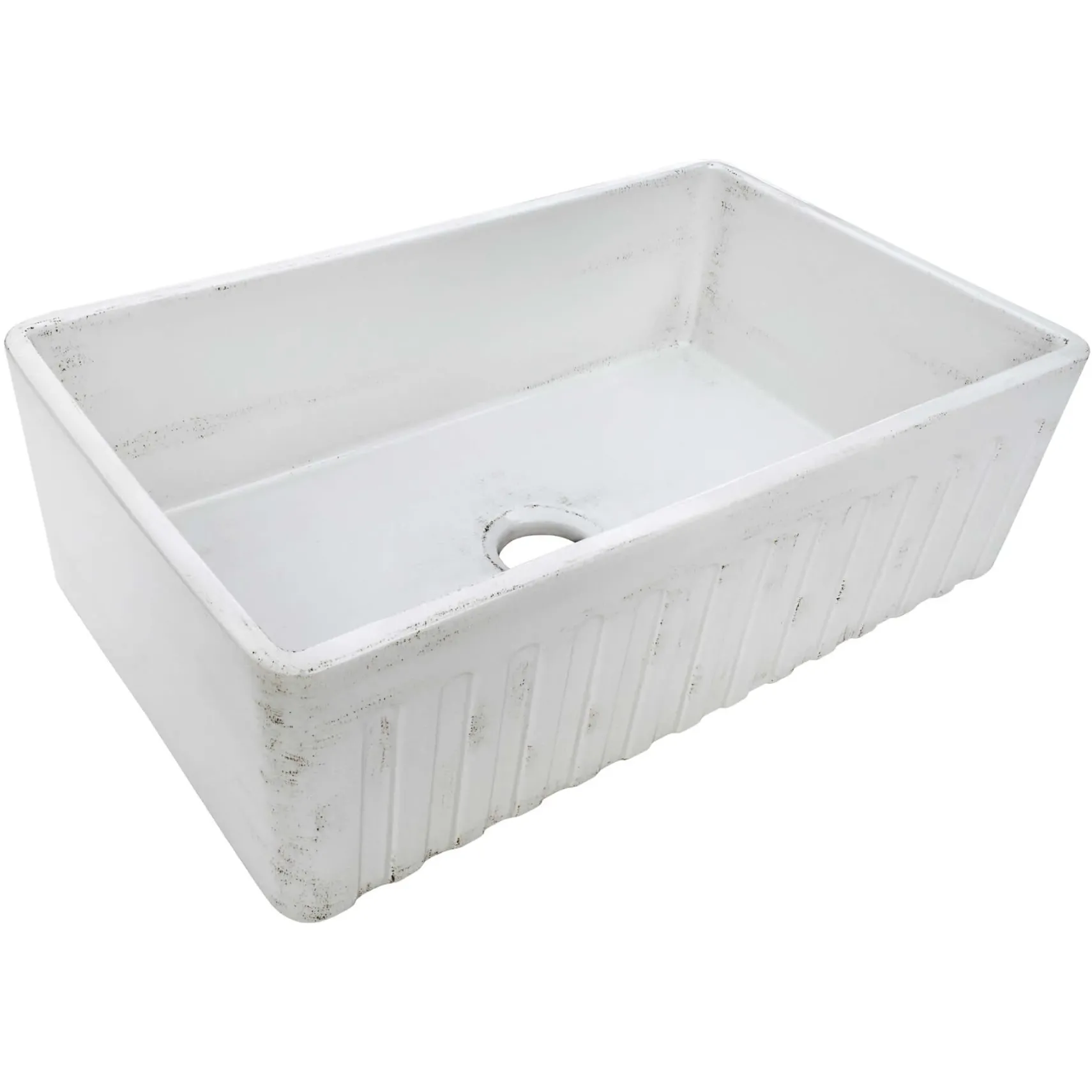 Ruvati Fiamma 33" Reversible Fireclay Apron-front Farmhouse Sink, Distressed White, RVL2300SW