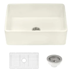 Ruvati Fiamma 33" Reversible Fireclay Apron-front Farmhouse Sink, Biscuit, RVL2300BS
