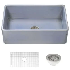 Ruvati Fiamma 33" Reversible Fireclay Apron-front Farmhouse Sink, Distressed Coastal Blue, RVL2300SB