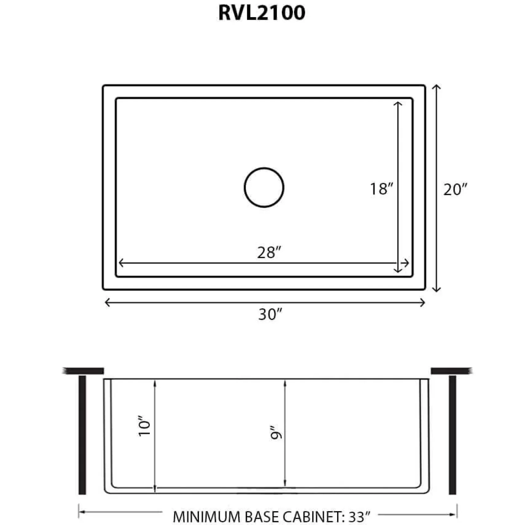 Ruvati Fiamma 30" Reversible Fireclay Apron-front Farmhouse Sink, Horizon Gray, RVL2100GR
