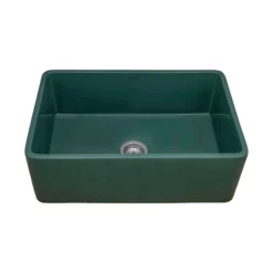 Ruvati Fiamma 30 x 20 inch Fireclay Reversible Farmhouse Apron-Front Kitchen Sink Single Bowl, Emerald Green, RVL2100EG