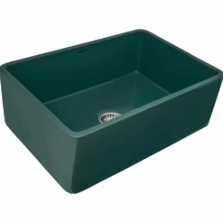 Ruvati Fiamma 33 x 20 inch Fireclay Reversible Farmhouse Apron-Front Kitchen Sink Single Bowl, Emerald Green, RVL2300EG