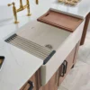 Ruvati Fiore 33 inch Fireclay Workstation Farmhouse Kitchen Sink Apron Front Single Bowl Biscuit Sand, RVL2387BS