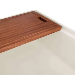 Ruvati Fiore 33 inch Fireclay Workstation Farmhouse Kitchen Sink Apron Front Single Bowl Biscuit Sand, RVL2387BS