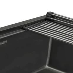 Ruvati Giana 30-inch Gunmetal Black Stainless Steel Workstation Undermount Kitchen Sink Single Bowl, 16, RVH6530BL