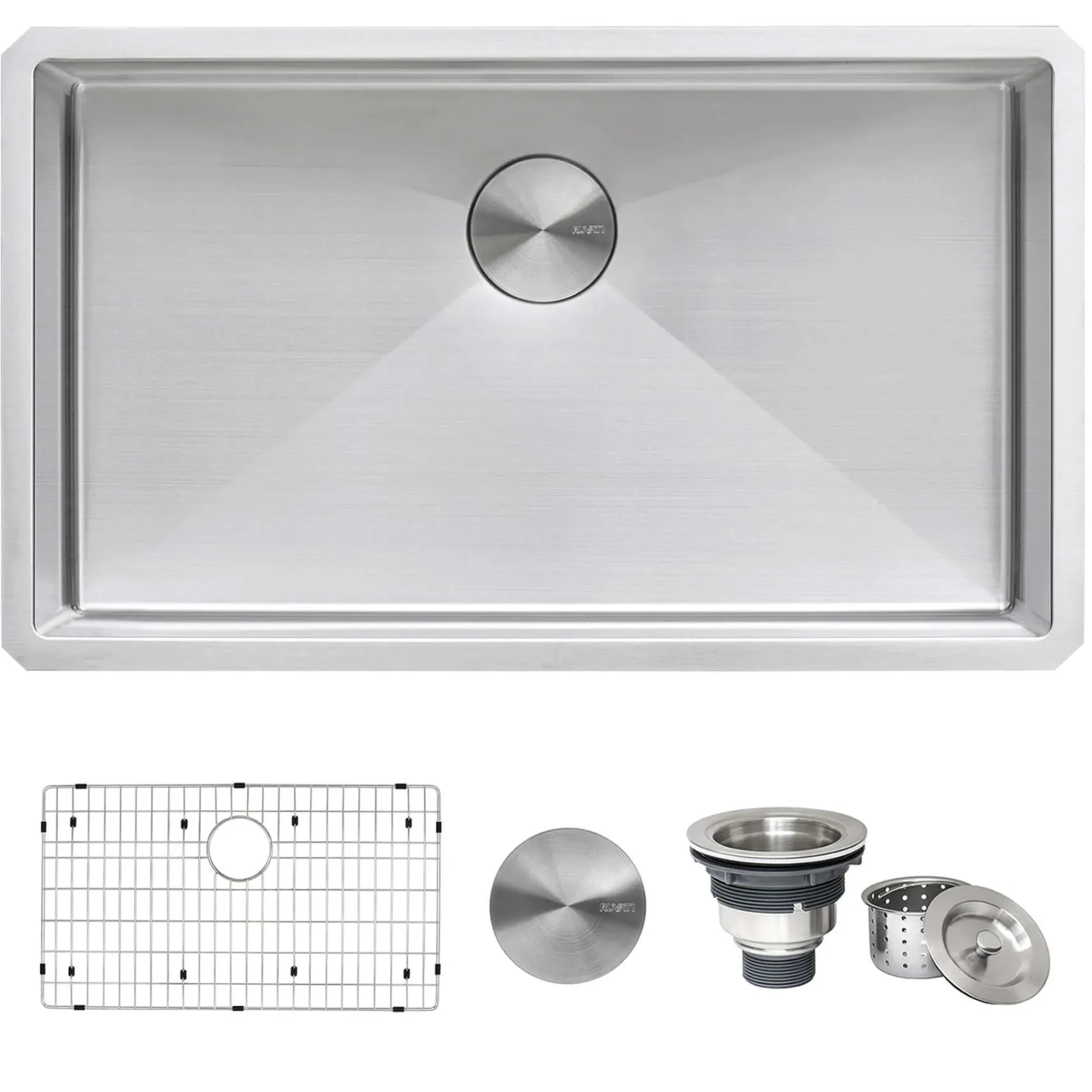 Ruvati Gravena 33" Undermount Stainless Steel Kitchen Sink, 16 Gauge, Rounded Corners, RVH7433