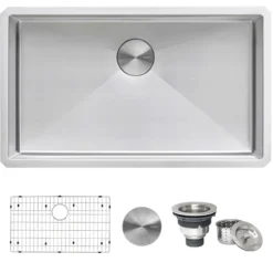 Ruvati Gravena 30" Undermount Stainless Steel Kitchen Sink, 16 Gauge, Rounded Corners, RVH7300