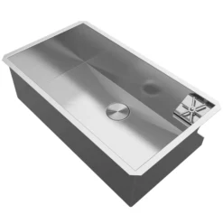 Ruvati Ibiza Glass Rinser and Sink Combo 30-inch Undermount 16 Gauge Stainless Steel Rounded Corners Kitchen Sink Single Bowl, 16, RVH7533