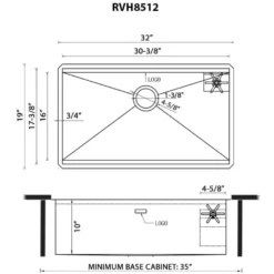 Ruvati Ibiza 32-inch Glass Rinser and Sink Combo Workstation Ledge Undermount 16 Gauge Stainless Steel Kitchen Sink Single Bowl, 16, RVH8512